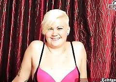 Short-haired German golden-haired does her 1st sex casting