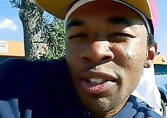 Black gay hooker takes this guy around back to ride his boner