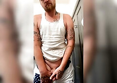 Excited pee in white shorts