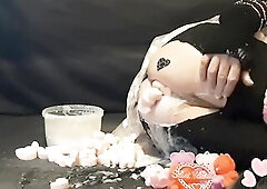 St Valentine Femboy expulse 40+marshmallows without his booty.