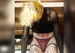 Transgirl squirms and groans