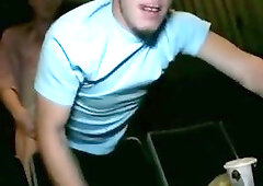 Couple of gays fuck in public cinema and one gets a cumshot