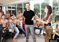 Rocco Siffredi challenges 2 beauties to take the almost all cocks possible