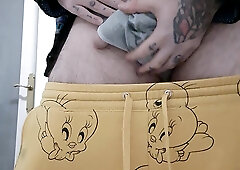 fur covered wolf takes out his monstrous dick and pisses