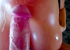 In sheer underwear and stockings, sexy MILF Kianna Dior fondles her huge boobs while relaxing in the shower. Afterward, the busty blonde Asian kneels 