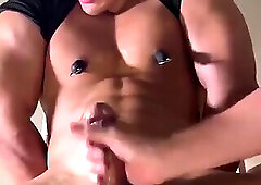 Young Muscle Boy Milking & Tits Play