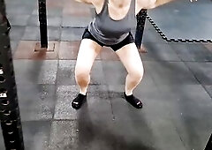 Gym Workout POV Ebony Ankle Socks Squats And Thrusts Foot Focus