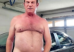 Dad Draining in the Garage