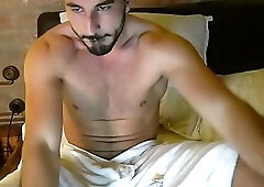 Solo Athletic Guy Bed Jerk and Shower Play