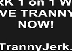 Shemale fingers her bubbly ass on webcams and uses dildos