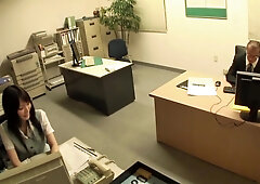 Stunning Japanese secretary gets her hairy pussy smashed hard