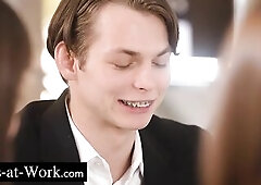 Tommy between 2 beefy chicks