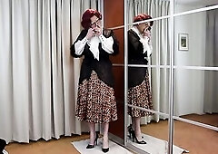 Mrs Wanda Nylon enjoying herself wearing a recent PVC pleated petticoat