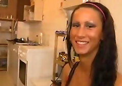 Tranny with big tits spanks her monkey while ass fucking