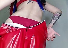 Worship my stunning ass in a red skirt and panties with mistress Nika