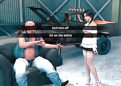 Cute Sissy Offering Tugjob to An Old Chap for The Angelic Waitress Uniform