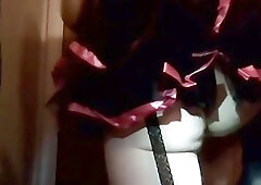 Horny transsexual gaps his ass with a dildo on webcam