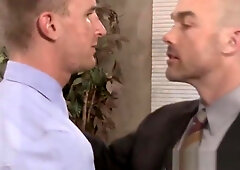 Suited hunks assfucking in office