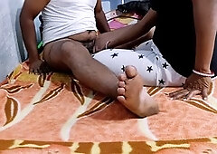 Super hot Indian wifey gives homemade handjob and footjob