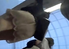 Asian babe voyeur upskirt of tight panties and perfect ass