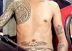 Pinoy Horny Inked Twink Playing with His Masturbator Toy