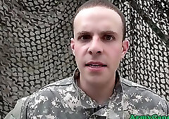 Muscular military hunks analfucking outdoors