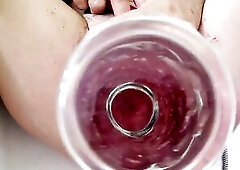 lizzy yum stretching snatch and butt with speculum sex-toy and plug large cum climax hawt clitty. Anal and postop twat stretching with glass sex-toy a