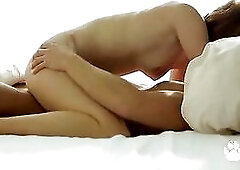 Denisa Heaven wakes her partner up with a fellatio and rides his hard knob