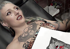River Dawn INK Gets Her Twat Inked While Blowing Sascha