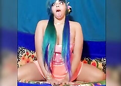 Blue hair scene queen undress teaser! Høney Valencia!