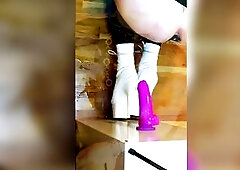 Sissyslut Kandi Screws Her Sex toy In Stilletto Platform High Heels