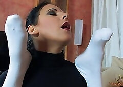 Mistress fucking her lover with a strapon