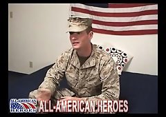 Horny soldier wanking solo