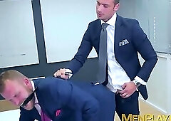 Gay in suit  to suck dick and takes anal slamming