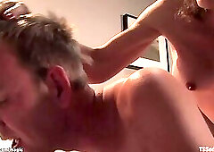 TS anal fucks bound pilot in hotel