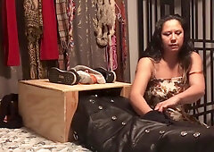 Leather Sack And Bondage Box Mad To Sniff Dirty Stinky Sneakers & Sock While His Cock Ge Ruin