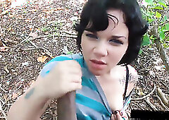 Sucking Cock in the Woods Latina Eats penis like mofongo