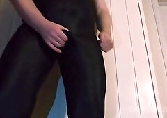 Chubbykaot Wearing Constricted Body Dress and Edging on Pillow