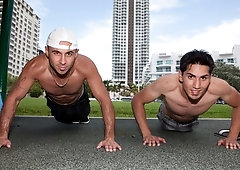 Workout leads to public anal with Al Carter and Justin Phoenix