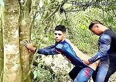 SUPERHERO CAPTAIN AMERICA, SPIDER-MAN, AND BLACK PANTHER LOST IN THE FOREST WITH HORNYNESS
