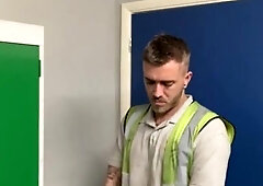 Engineer stroking at work