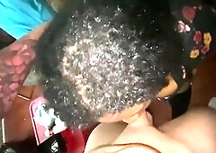 Hawt Ebony deepthroats, slapped and takes a Facial from Dad's BWC Deepthroat