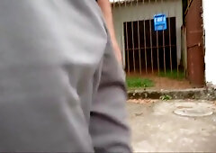 Grey Shorts Freeballing (Commando) flaccid cock swinging