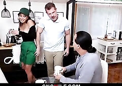 Concupiscent Coffee Shop Waiters Get Freeused by Customers Who Sip Cream Str8 from Their Breasts