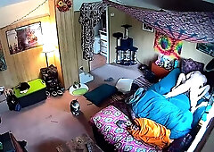 Horny amateur lovers enjoying passionate sex on hidden cam