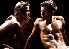 Wet erotic couple loves sex