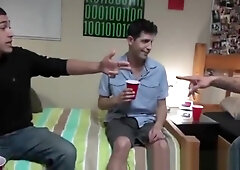 Two dorm buddies feed each other with their fat meat poles