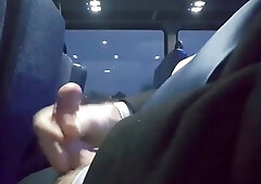 Tugging off on the bus Monstrous spunk shot Suit