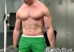 Sexy showing of excellent body in the gym