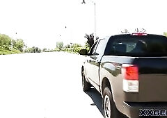 Skanky transsexual sucking cock and getting ass screwed for cum